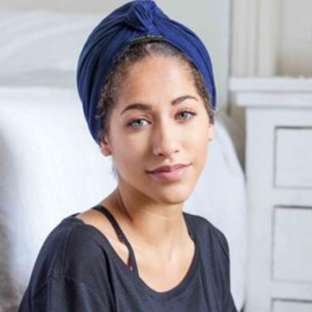 Grace Eleyae Navy Satin-Lined Knot Turban